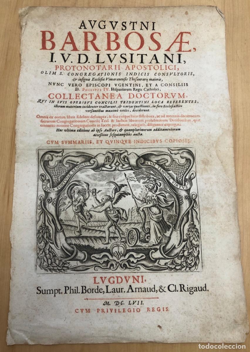 Otros Art&iacute;culos de Coleccionismo en Papel: PORTADILLA AUGUSTINI BARBOSAE I.V.D. LUSITANI, PROTONOTARII APOSTOLICI. A&Ntilde;O 1657