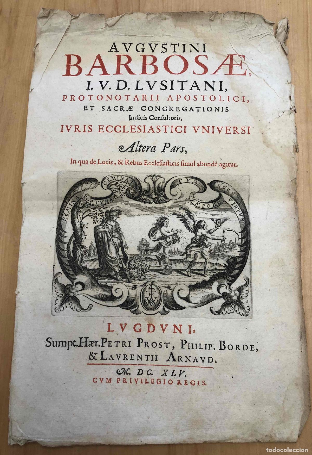 Otros Art&iacute;culos de Coleccionismo en Papel: PORTADILLA AUGUSTINI BARBOSAE I.V.D. LUSITANI, PROTONOTARII APOSTOLICI. A&Ntilde;O 1645