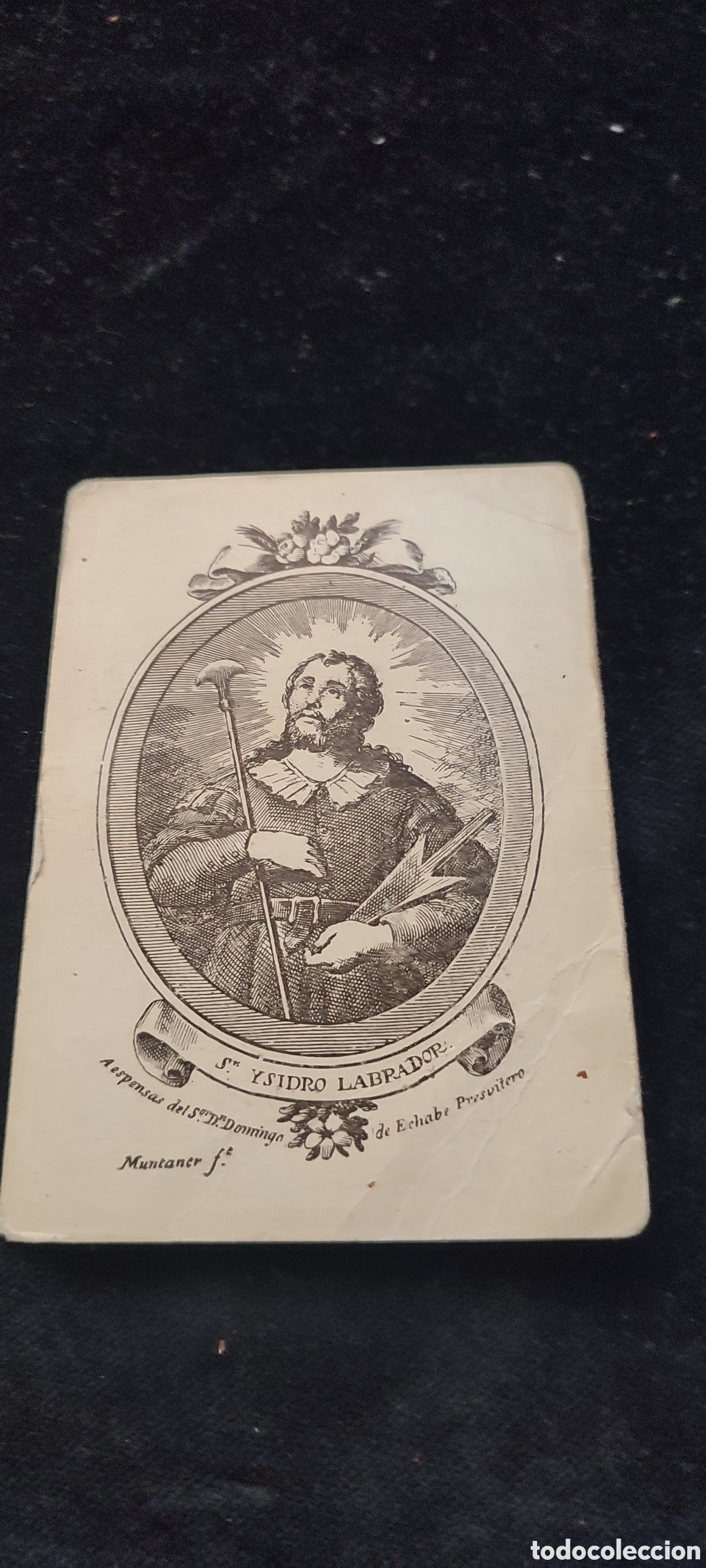 Otros Art&iacute;culos de Coleccionismo en Papel: Antigua estampa de San Isidro Labrador Congregaci&oacute;n San Isidro de Naturales Madrid