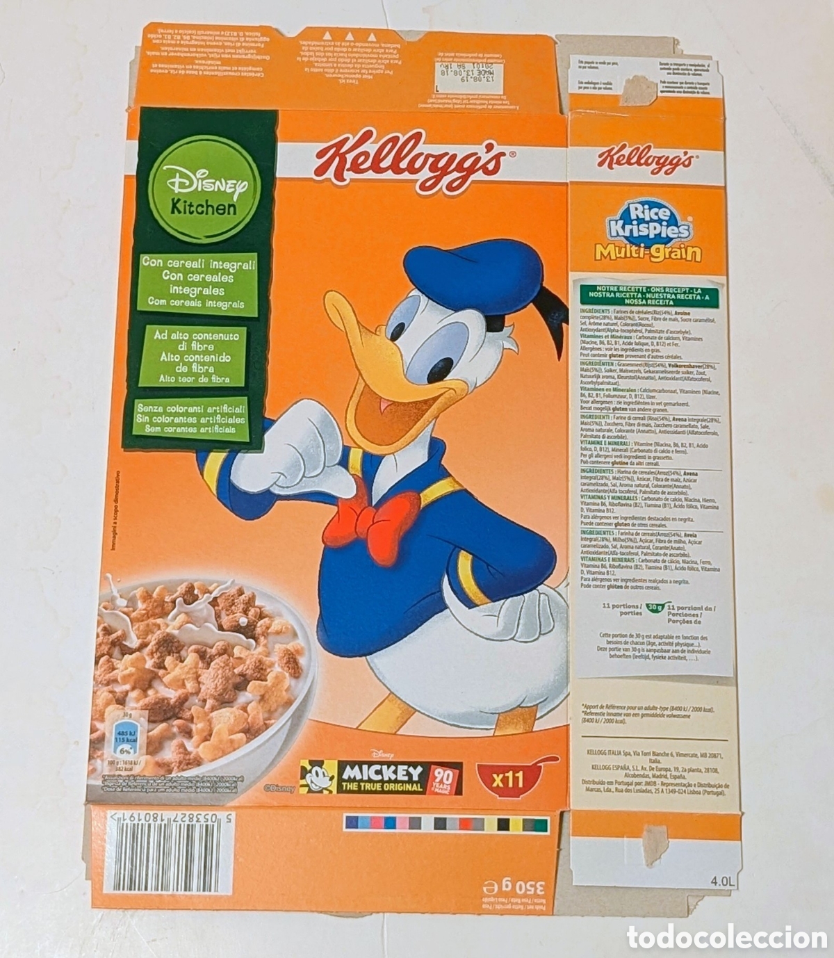 Otros Art&iacute;culos de Coleccionismo en Papel: Envoltorio caja cereales Kellogg's. Diseny. Pato Donald. Minnie. 90 Aniversario