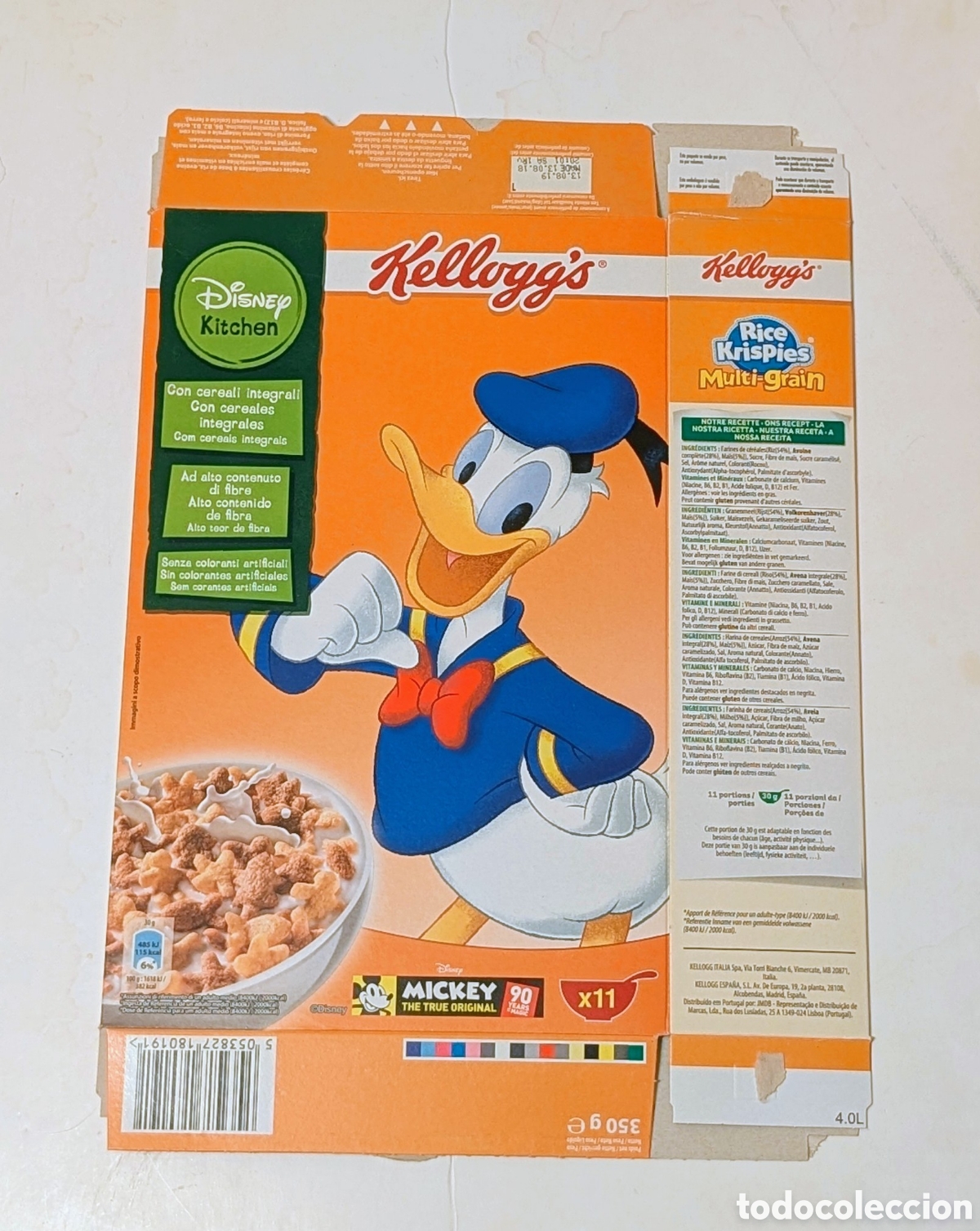 Otros Art&iacute;culos de Coleccionismo en Papel: Envoltorio caja cereales Kellogg's. Diseny. Pato Donald. Minnie. 90 Aniversario