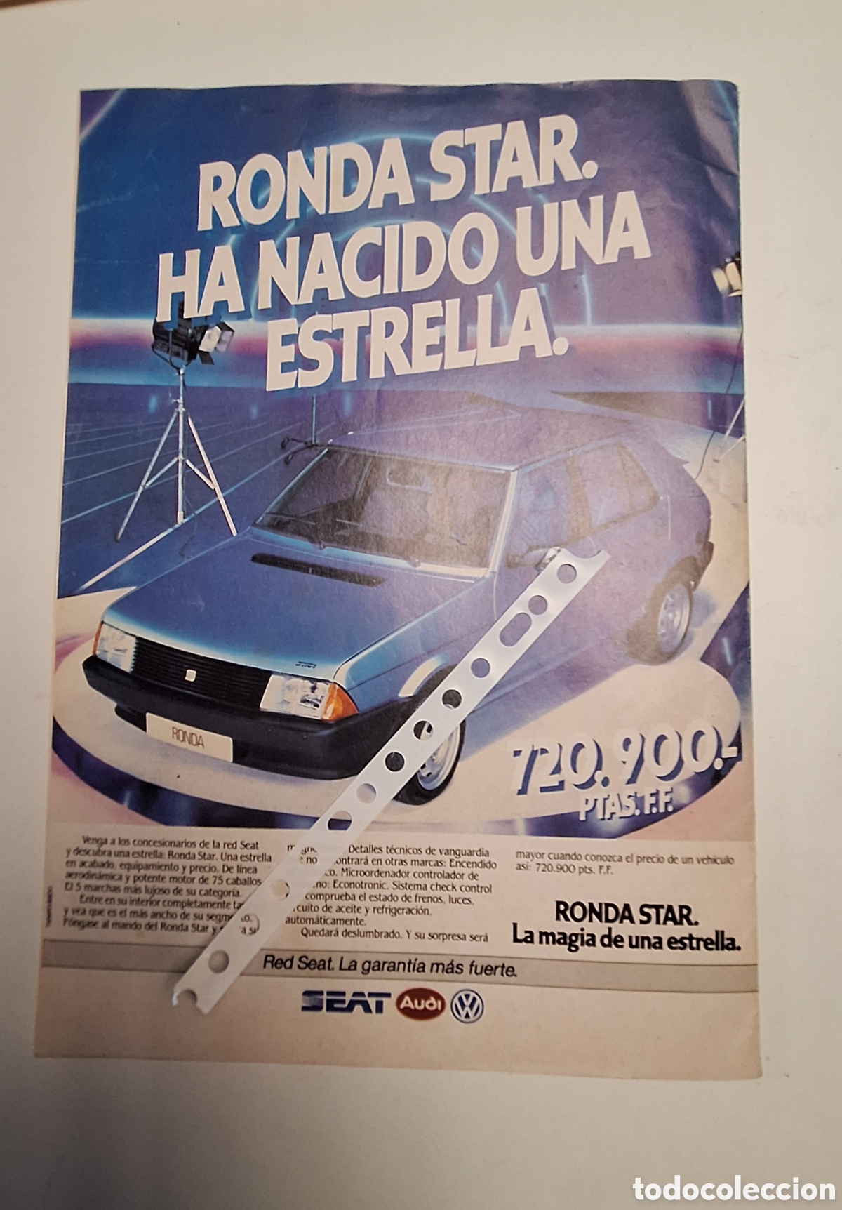 Otros Art&iacute;culos de Coleccionismo en Papel: Publicidad autom&oacute;vil seat ronda Star de 1983