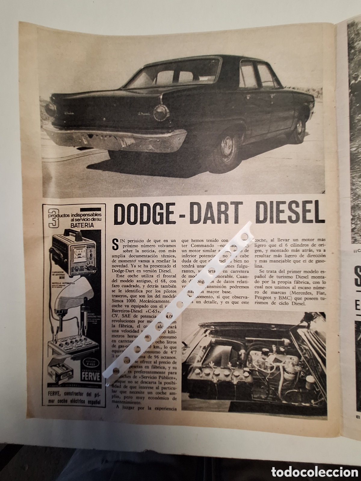Otros Art&iacute;culos de Coleccionismo en Papel: Reportaje autom&oacute;vil dodge dart di&eacute;sel de 1968