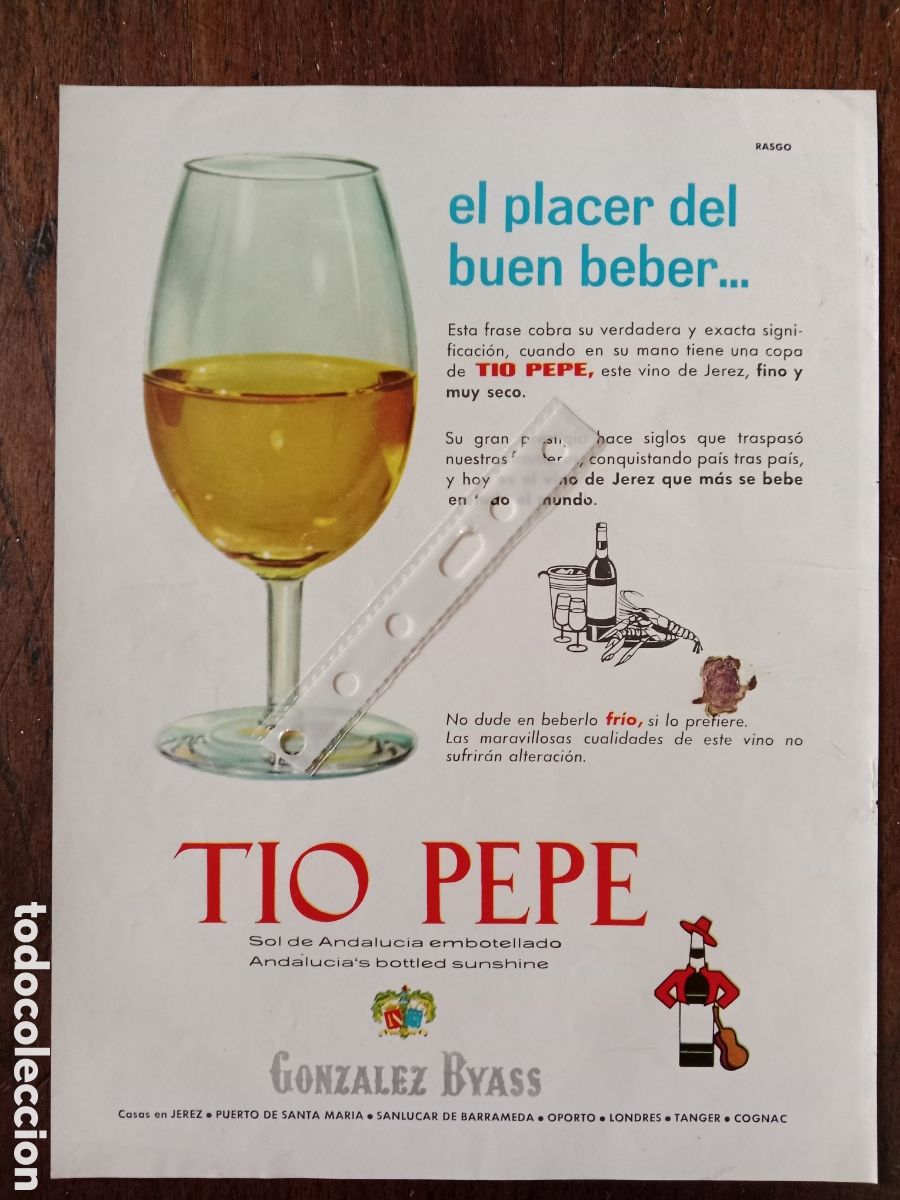 Otros Art&iacute;culos de Coleccionismo en Papel: Publicidad vino t&iacute;o pepe jerez de 1962