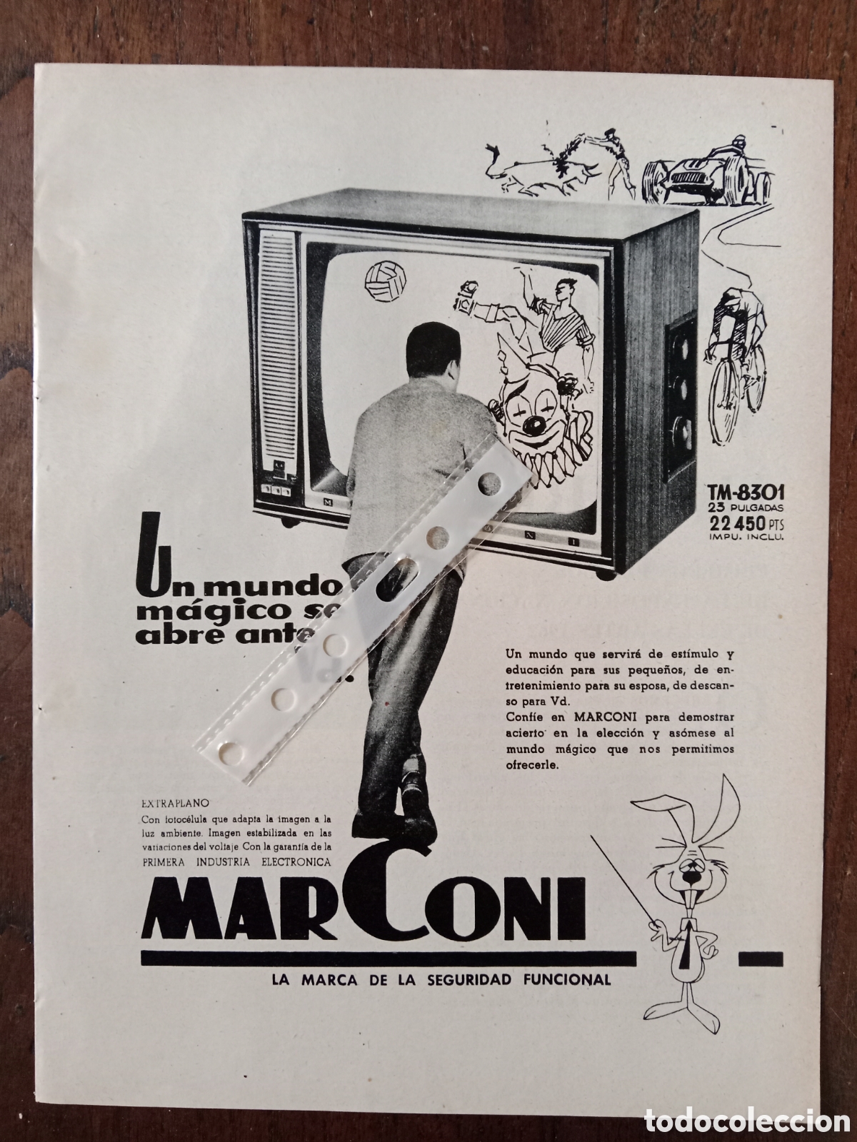Otros Art&iacute;culos de Coleccionismo en Papel: Publicidad televisi&oacute;n Marconi de 1962