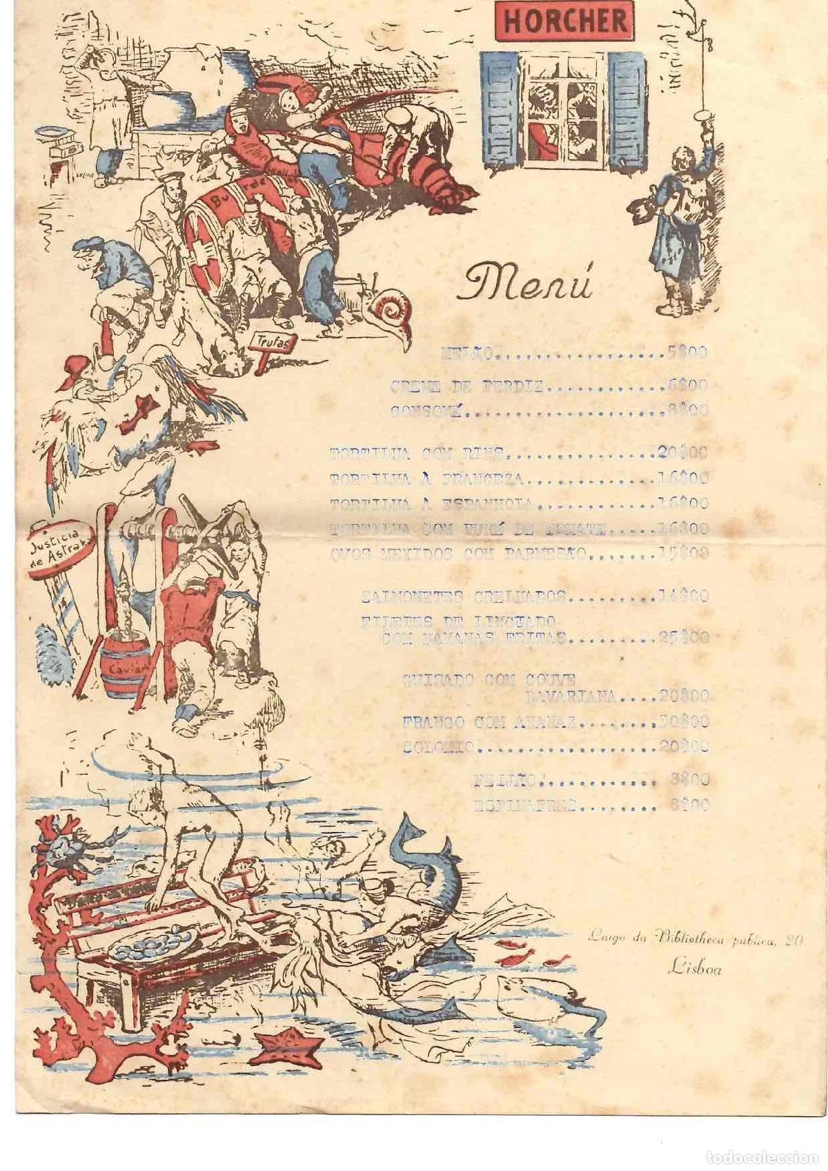 Otros Art&iacute;culos de Coleccionismo en Papel: MENU RESTAURANTE HORCHER. LISBOA. A&Ntilde;OS 40