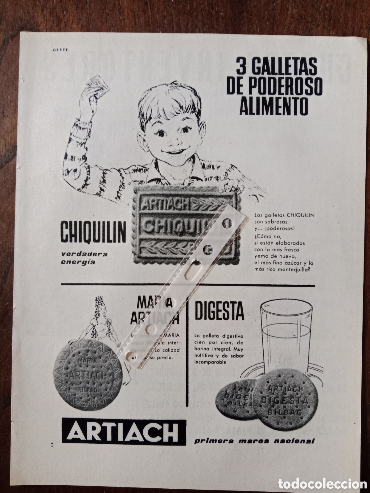 Otros Art&iacute;culos de Coleccionismo en Papel: Publicidad galletas artiach de 1962