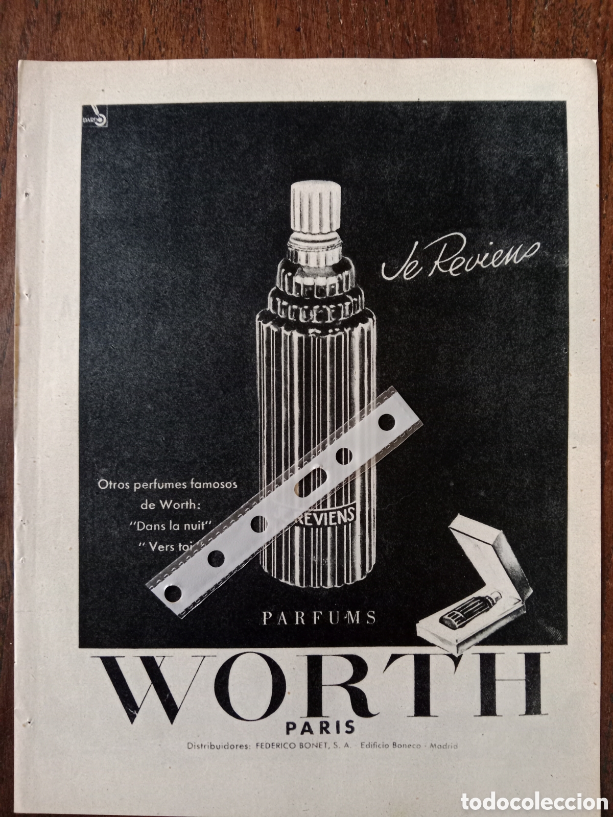 Otros Art&iacute;culos de Coleccionismo en Papel: Publicidad perfume worth de 1962