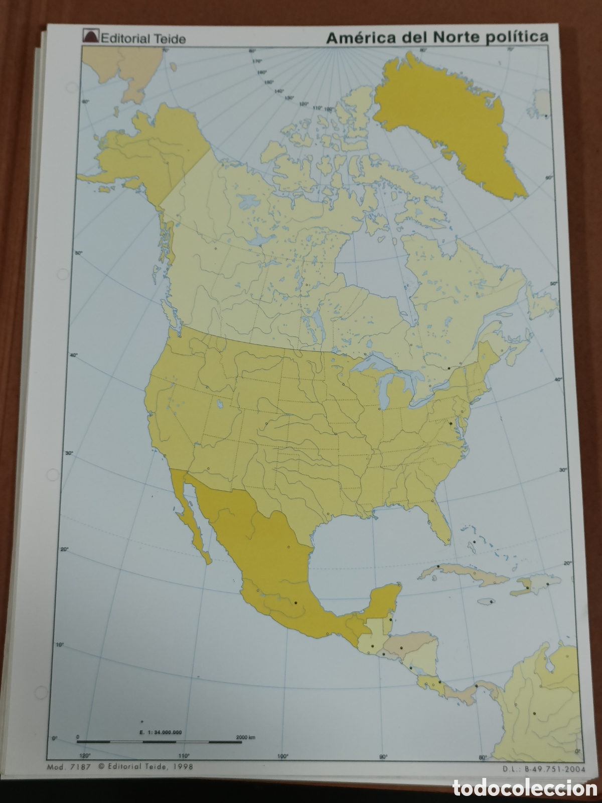 Otros Art&iacute;culos de Coleccionismo en Papel: Lote +50 mapas pol&iacute;ticos Am&eacute;rica del norte Editorial Teide 1998