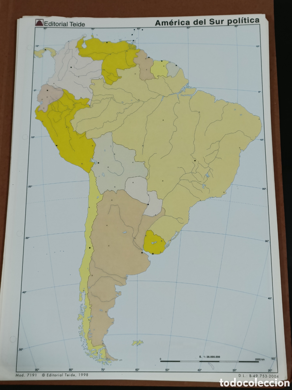 Otros Art&iacute;culos de Coleccionismo en Papel: Lote +40 mapas Am&eacute;rica del Sur pol&iacute;tico Editorial Teide 1998