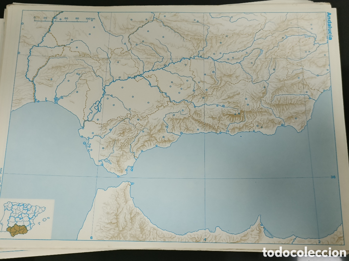Otros Art&iacute;culos de Coleccionismo en Papel: Lote +50 mapas f&iacute;sicos de Andaluc&iacute;a Editorial Teide