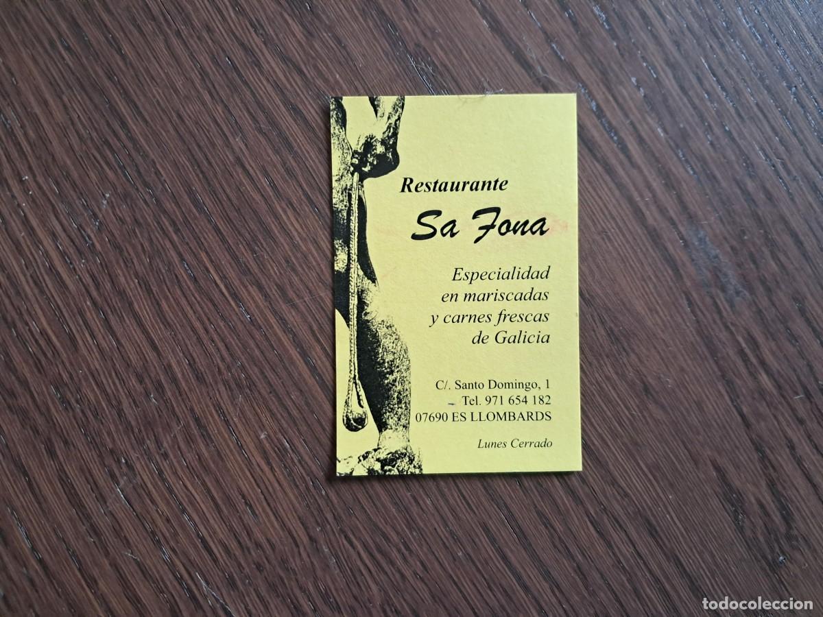 Otros Art&iacute;culos de Coleccionismo en Papel: tarjeta de visita de publicidad, restaurant sa fona, Es Llombards. Mallorca.
