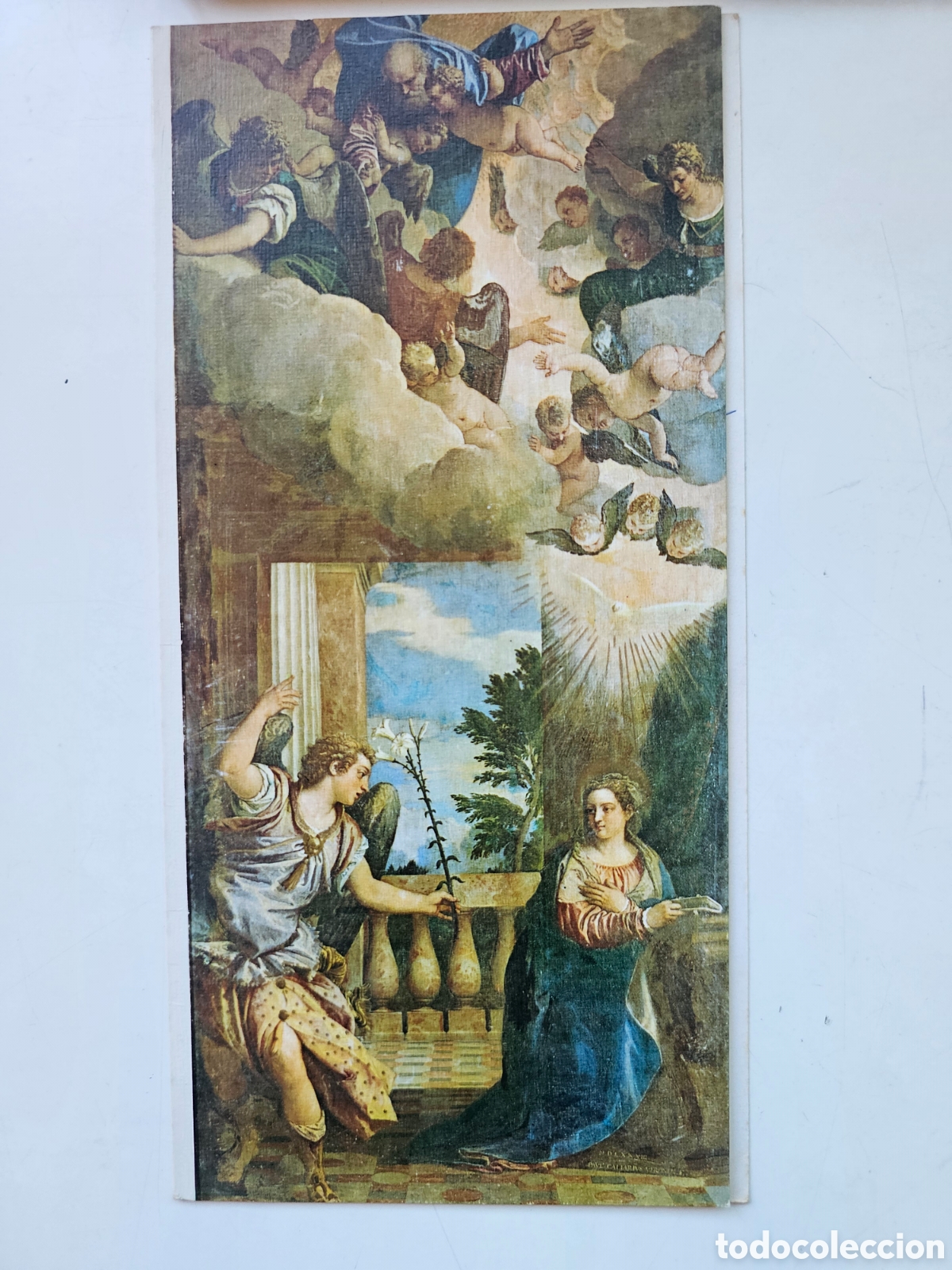 Otros Art&iacute;culos de Coleccionismo en Papel: Tarjeta de felicitaci&oacute;n de Navidad Canet 1965, La anunciaci&oacute;n, Veronese 10710/8 Ed. Patrimonio Naci