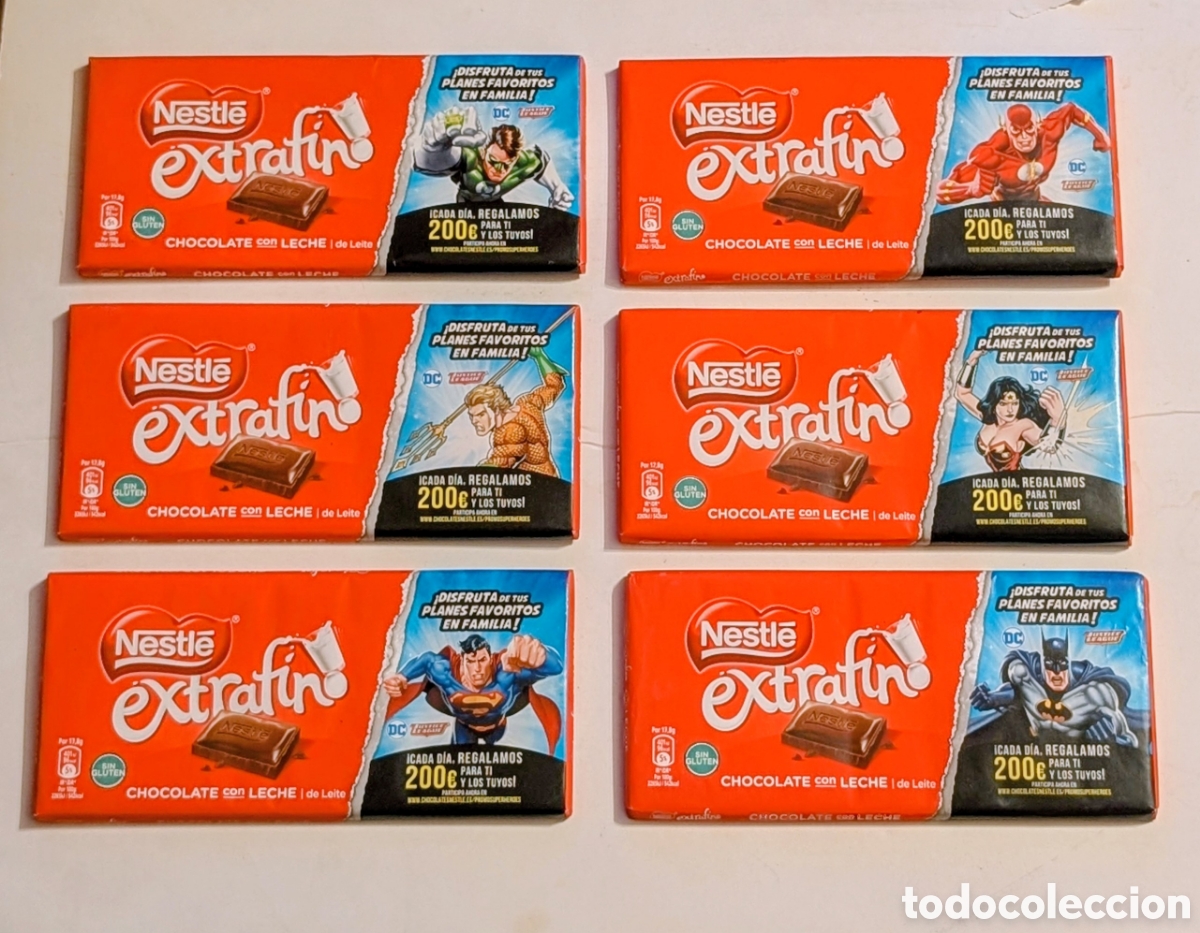 Otros Art&iacute;culos de Coleccionismo en Papel: Colecci&oacute;n completa Envoltorio sin abrir Chocolate Nestl&eacute; Extrafino Super H&eacute;roes DC. MARVEL.