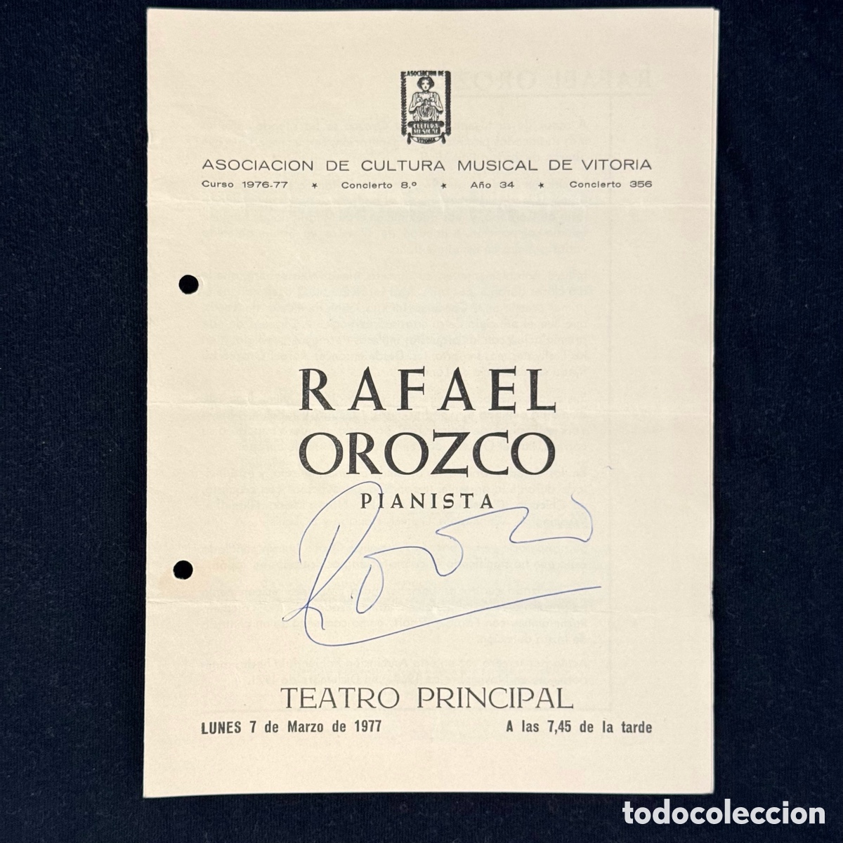 Outros artigos de papel: RAFAEL OROZCO PIANO AUTOGRAFO PROGRAMA FIRMADO FIRMA 1979 PIANISTA MUSICA CLASICA