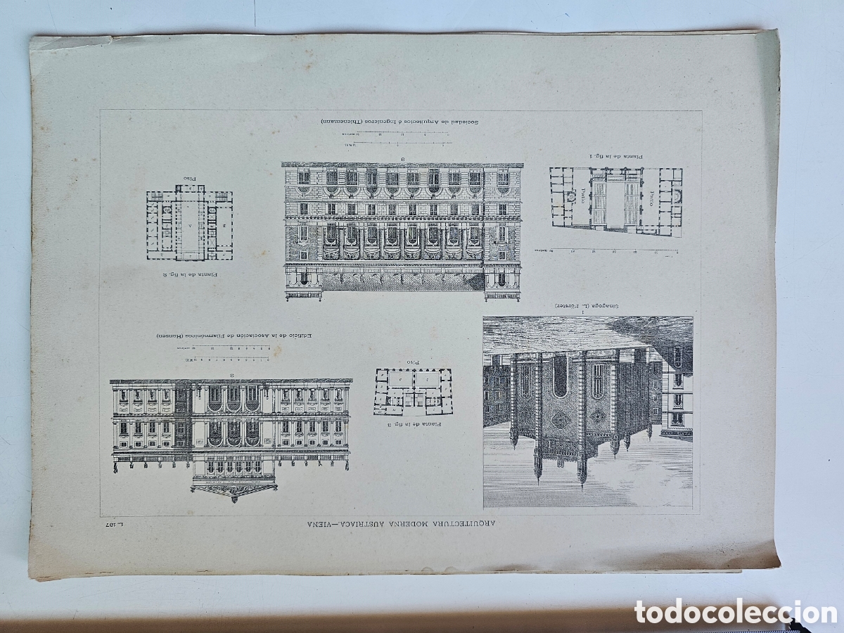 Otros Art&iacute;culos de Coleccionismo en Papel: 3 l&aacute;minas Arquitectura Moderna Austria S.XIX inicios s.XX