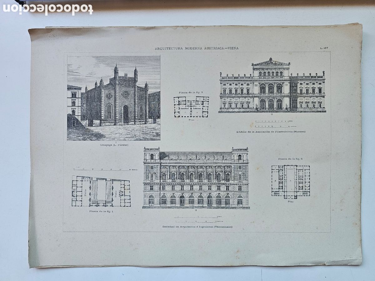 Otros Art&iacute;culos de Coleccionismo en Papel: 3 l&aacute;minas Arquitectura Moderna Austria S.XIX inicios s.XX