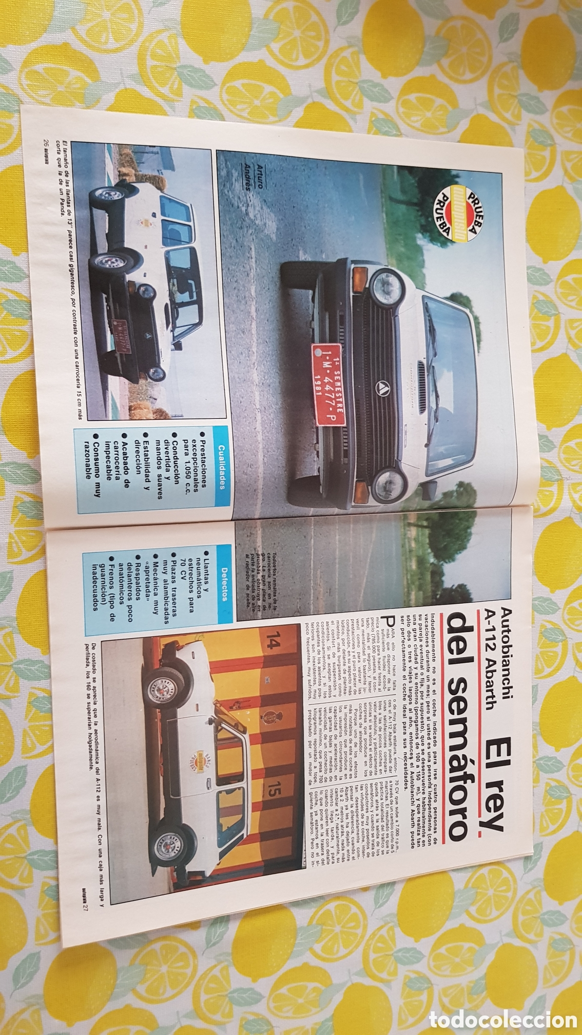 Otros Art&iacute;culos de Coleccionismo en Papel: Prueba Autobianchi A-112 Abarth