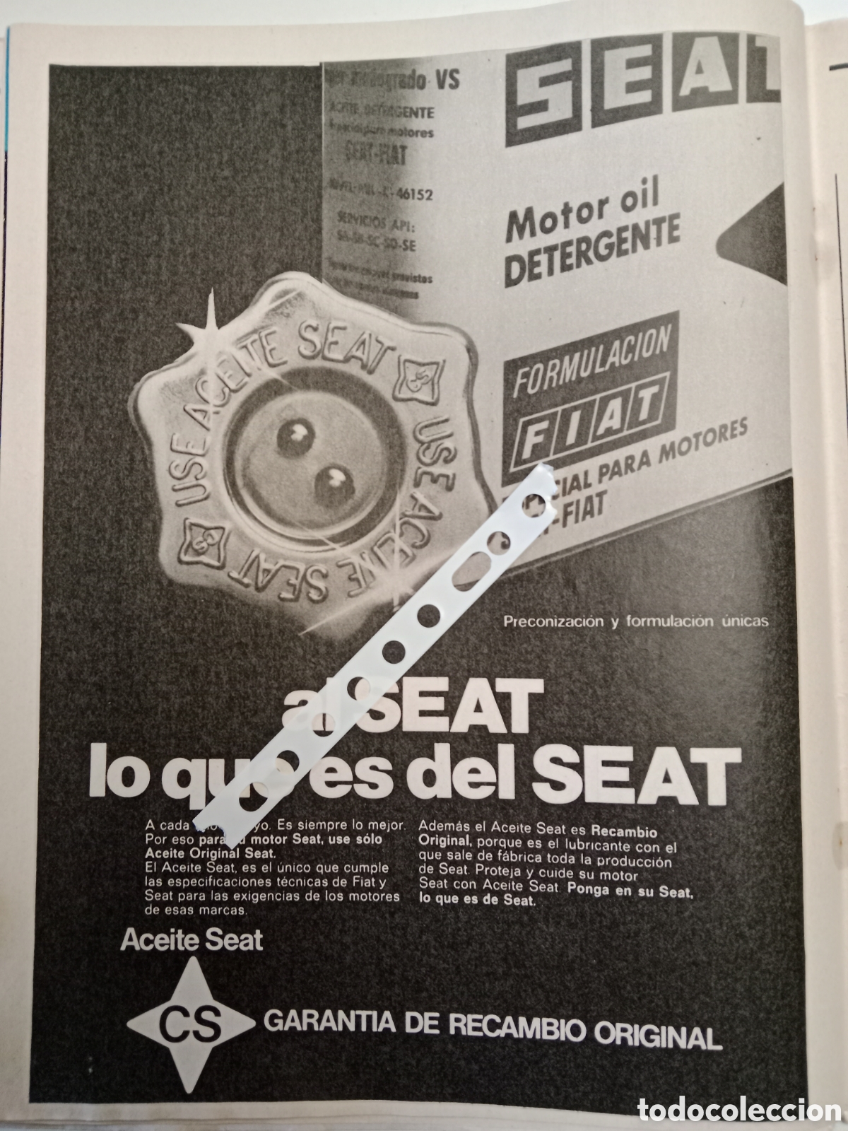 Otros Art&iacute;culos de Coleccionismo en Papel: Publicidad aceite CS autom&oacute;vil Seat de 1979