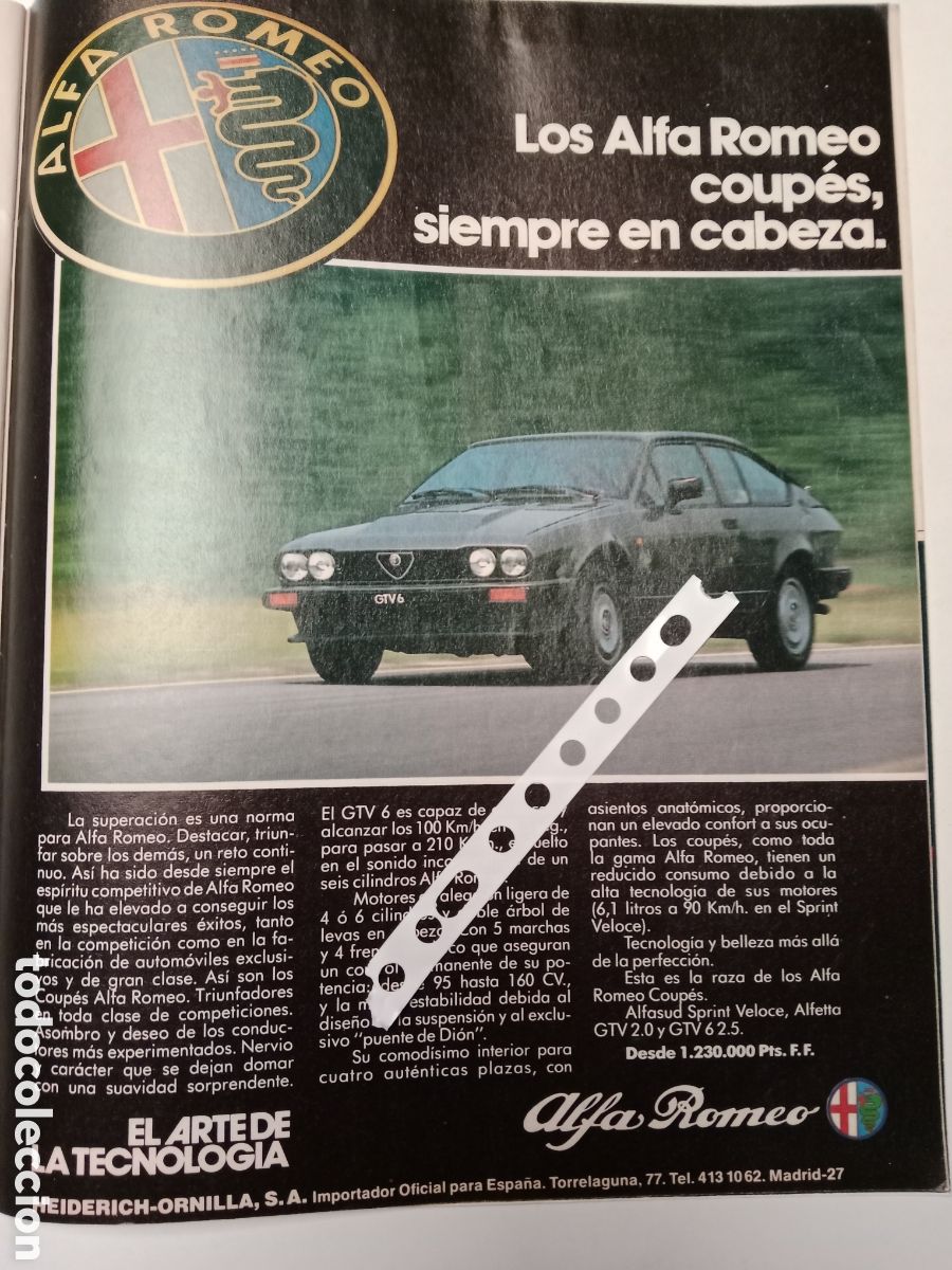 Otros Art&iacute;culos de Coleccionismo en Papel: Publicidad autom&oacute;vil alfa romeo de 1982