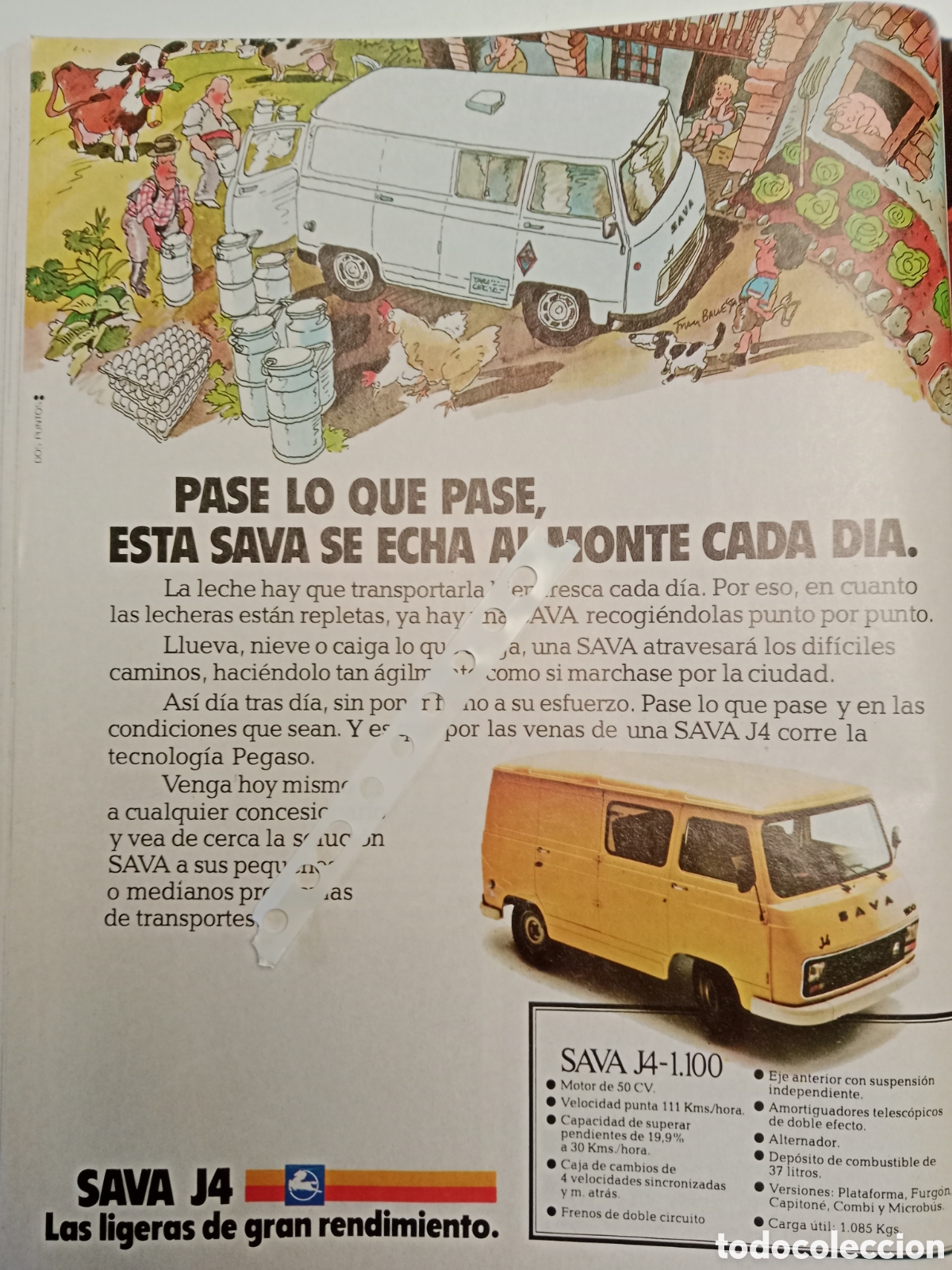 Otros Art&iacute;culos de Coleccionismo en Papel: Publicidad furgoneta sava J4 Pegaso de 1980