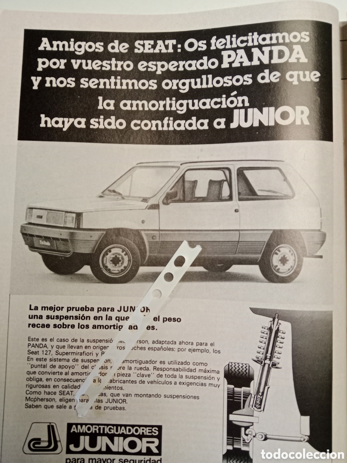 Otros Art&iacute;culos de Coleccionismo en Papel: Publicidad amortiguadores Junior y Seat panda de 1980