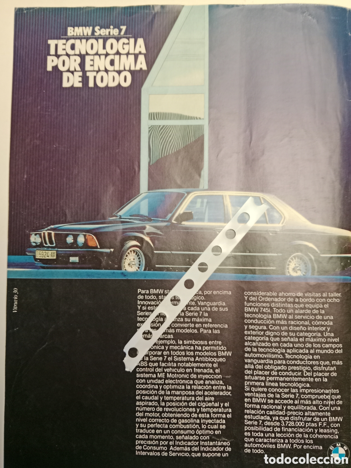 Otros Art&iacute;culos de Coleccionismo en Papel: Publicidad autom&oacute;vil BMW serie 7 de 1986