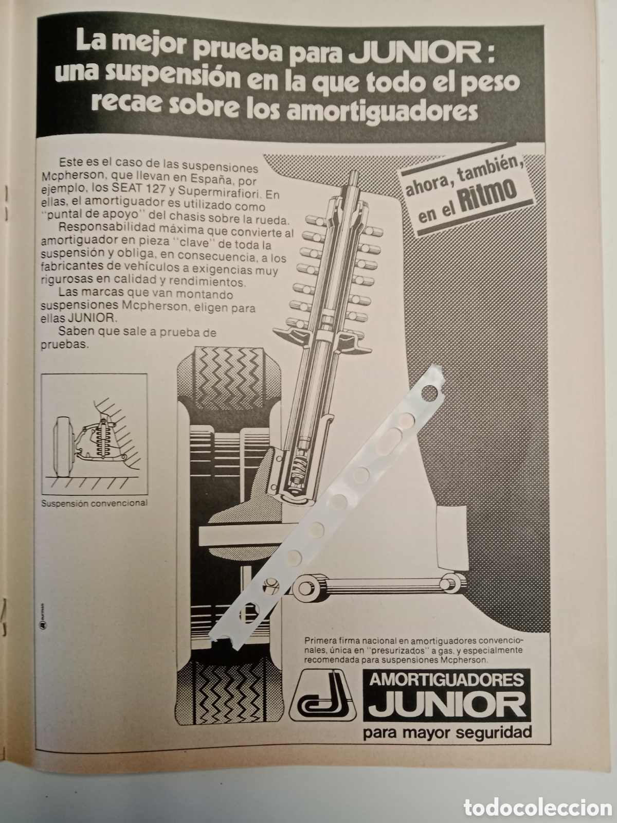Otros Art&iacute;culos de Coleccionismo en Papel: Publicidad amortiguadores Junior de 1979 autom&oacute;vil
