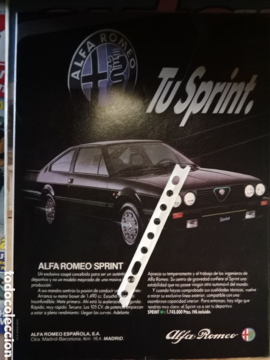 Otros Art&iacute;culos de Coleccionismo en Papel: Publicidad autom&oacute;vil alfa romeo sprint