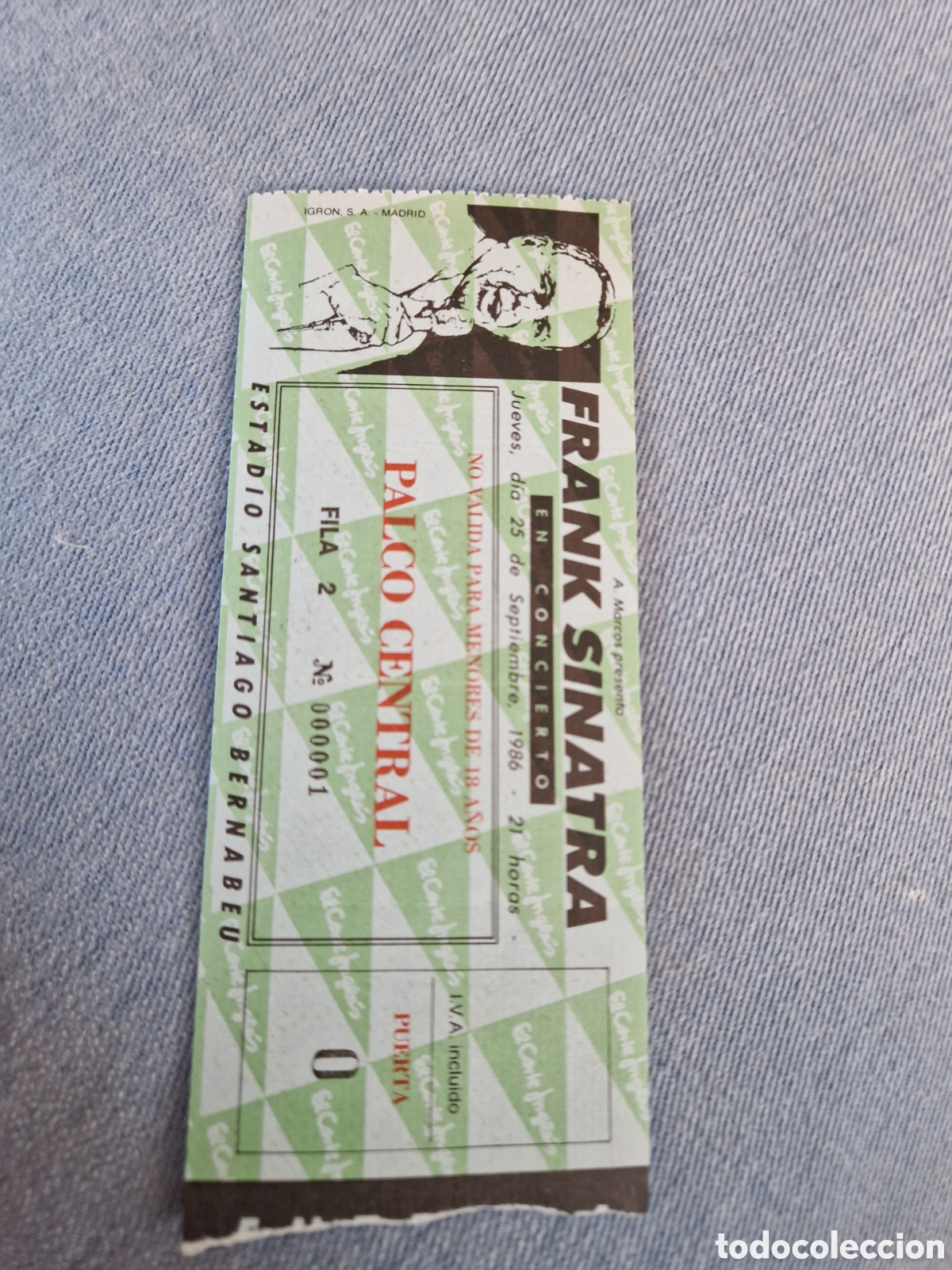 Otros Art&iacute;culos de Coleccionismo en Papel: Concierto Frank Sinatra en Estadio Santiago Bernabeu