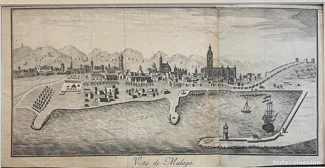 Otros Art&iacute;culos de Coleccionismo en Papel: Vista de M&aacute;laga por Antonio Ponz. (Siglo XVIII).