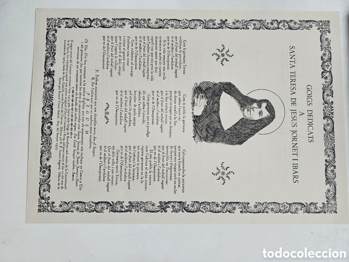 Otros Art&iacute;culos de Coleccionismo en Papel: Goigs Gozos a Santa Teresa de Jes&uacute;s Jornet i Ibars Ricard Vives 1975