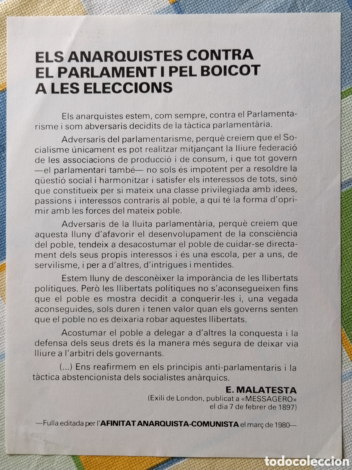 Otros Art&iacute;culos de Coleccionismo en Papel: Panfleto pol&iacute;tica transici&oacute;n CNT anarquista.libertario.1977.copel.fai.poum.anarco
