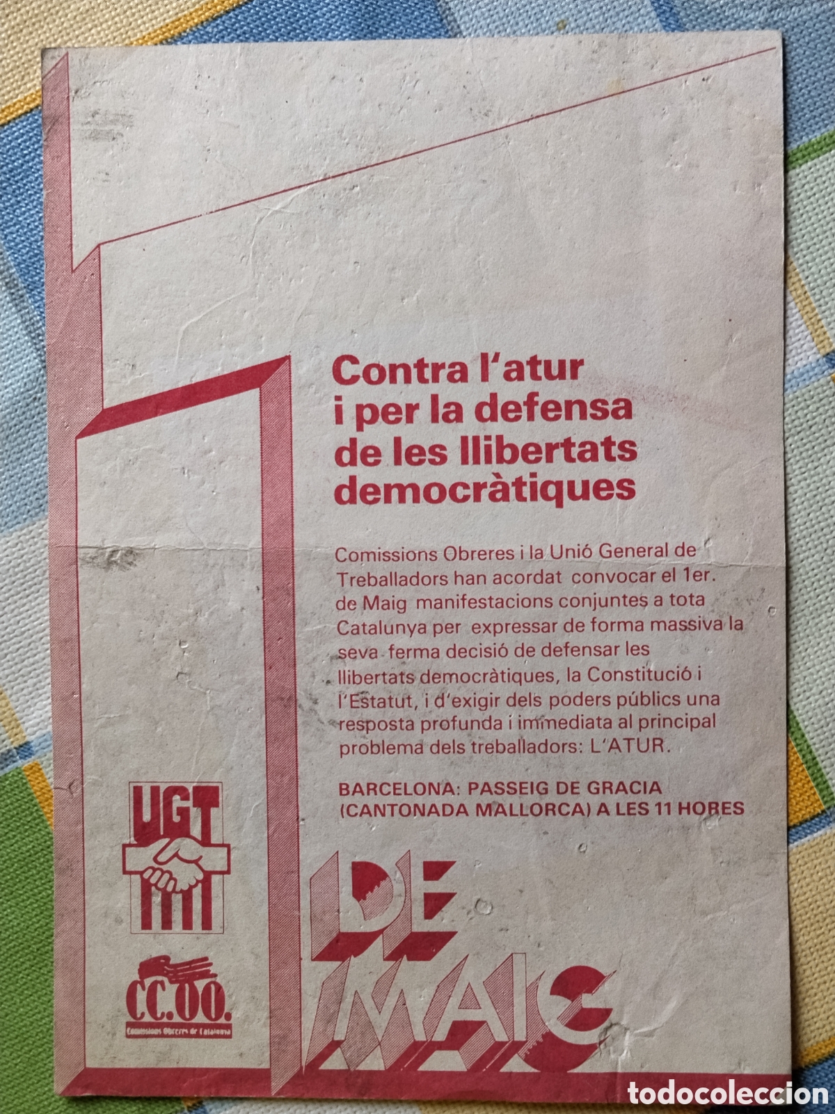 Otros Art&iacute;culos de Coleccionismo en Papel: Panfleto pol&iacute;tico transici&oacute;n sindical UGT.ccoo.socislista.psoe.pce.psuc.ort.csut.sindicato unitario.