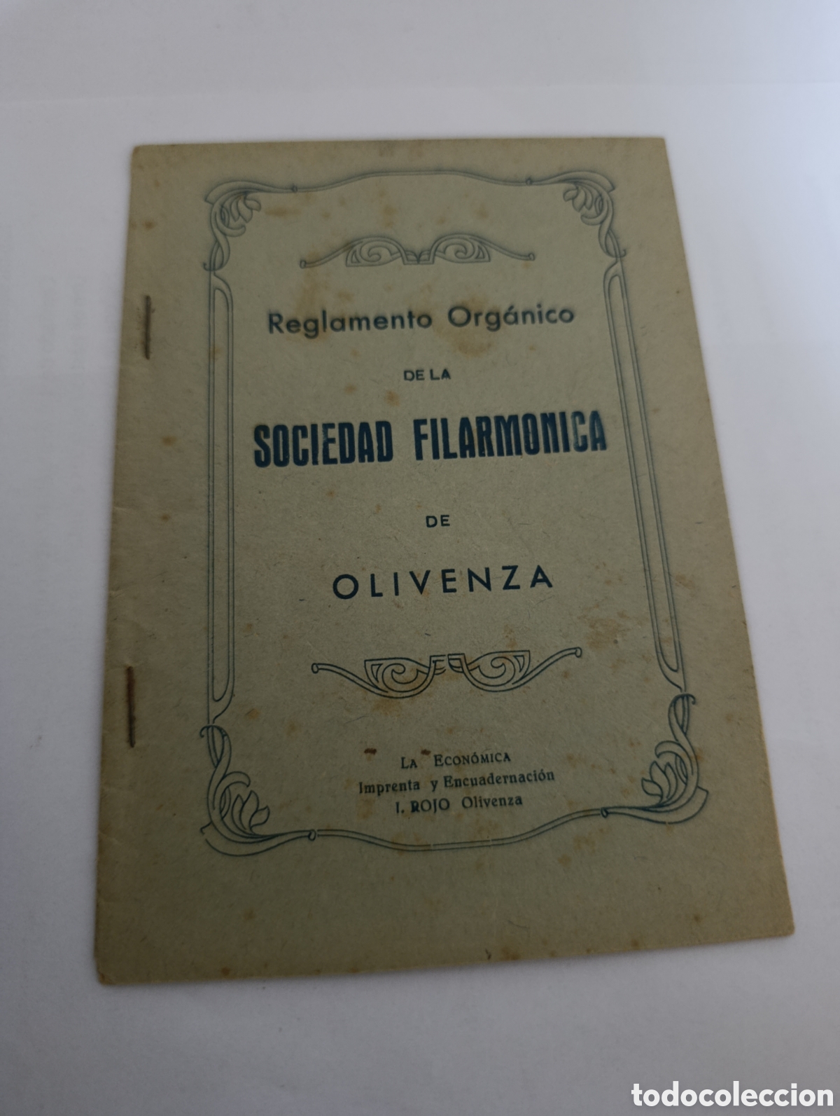 Otros Art&iacute;culos de Coleccionismo en Papel: Reglamento organico de la sociedad Filarm&oacute;nica de Olivenza