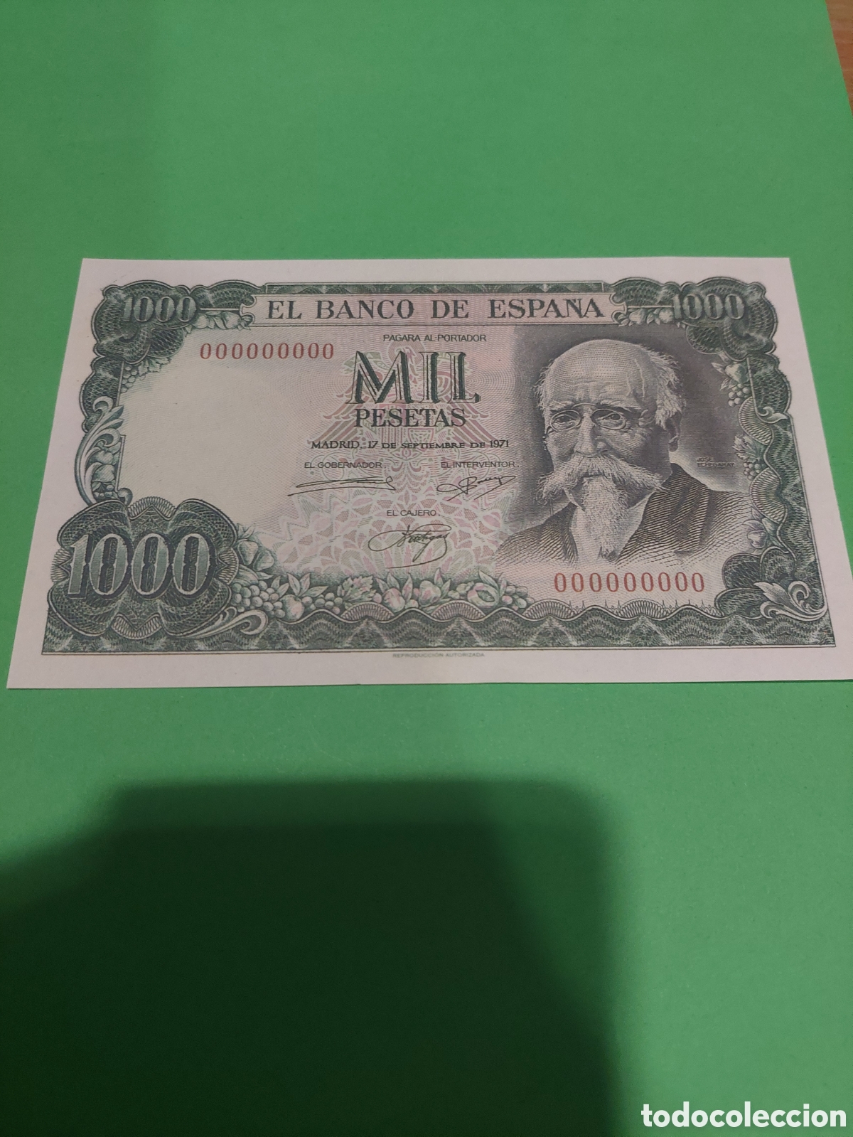 Otros Art&iacute;culos de Coleccionismo en Papel: REPRODUCCI&Oacute;N AUTORIZADA BANCO ESPA&Ntilde;A 1000 PESETAS 17 SEPTIEMBRE 1971 JOSE ECHEGARAY 153X95 MM