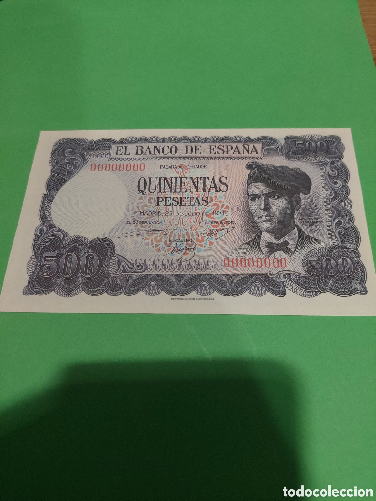 Otros Art&iacute;culos de Coleccionismo en Papel: REPRODUCCI&Oacute;N AUTORIZADA BANCO ESPA&Ntilde;A 500 PESETAS 23 JULIO 2971 JACONTO VERDAGUER 145X87 5