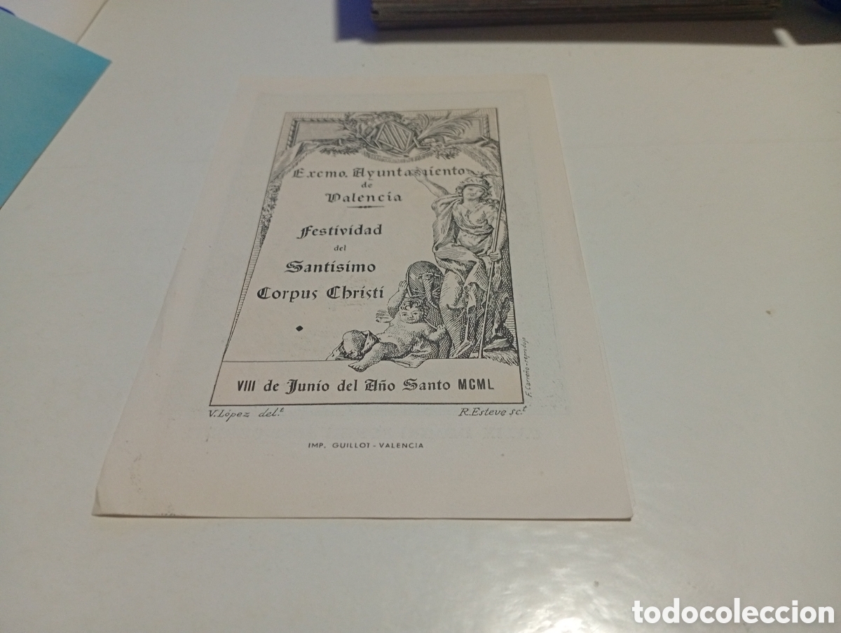 Otros Art&iacute;culos de Coleccionismo en Papel: Estampa religiosa Sant&iacute;simo Corpus Christi Valencia 1950