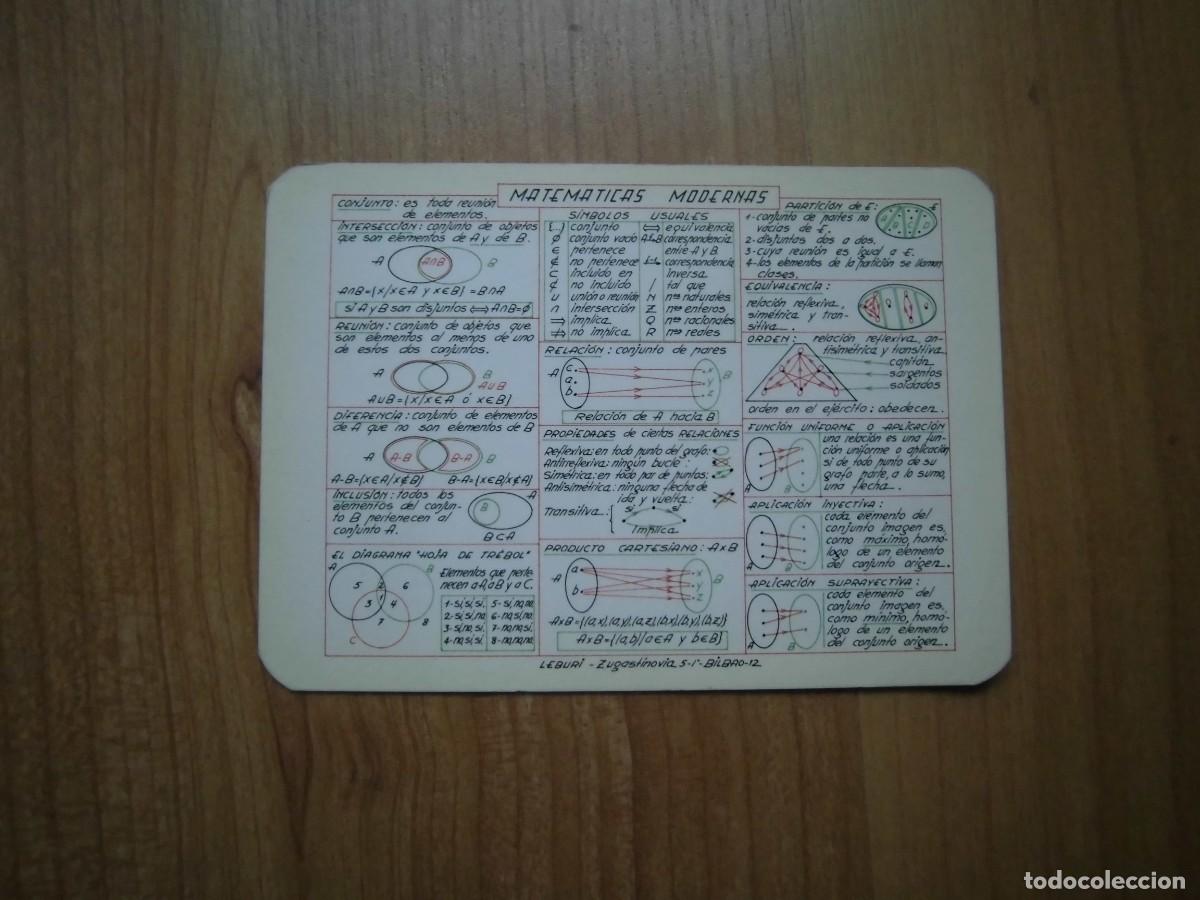 Otros Art&iacute;culos de Coleccionismo en Papel: FICHA MATEM&Aacute;TICAS MODERNAS LEBURI ZUMALACARREGUI BILBAO