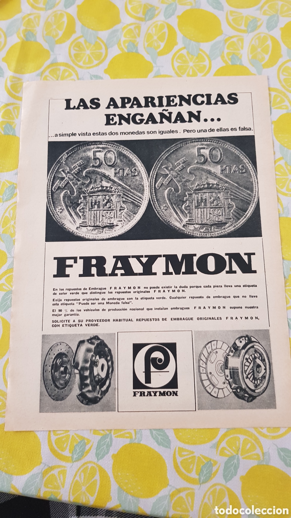 Otros Art&iacute;culos de Coleccionismo en Papel: Embragues Fraymon recorte
