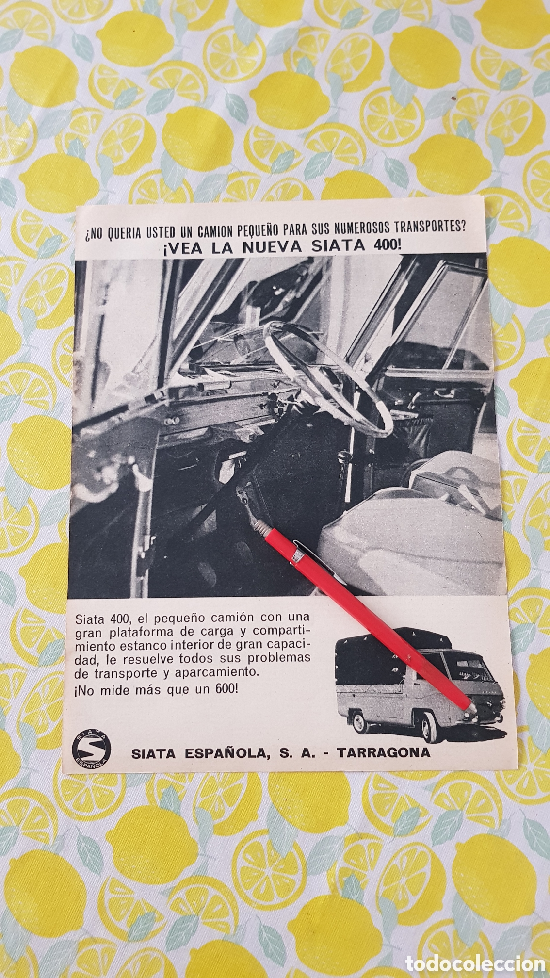 Otros Art&iacute;culos de Coleccionismo en Papel: Publicidad Siata Espa&ntilde;ola S.A