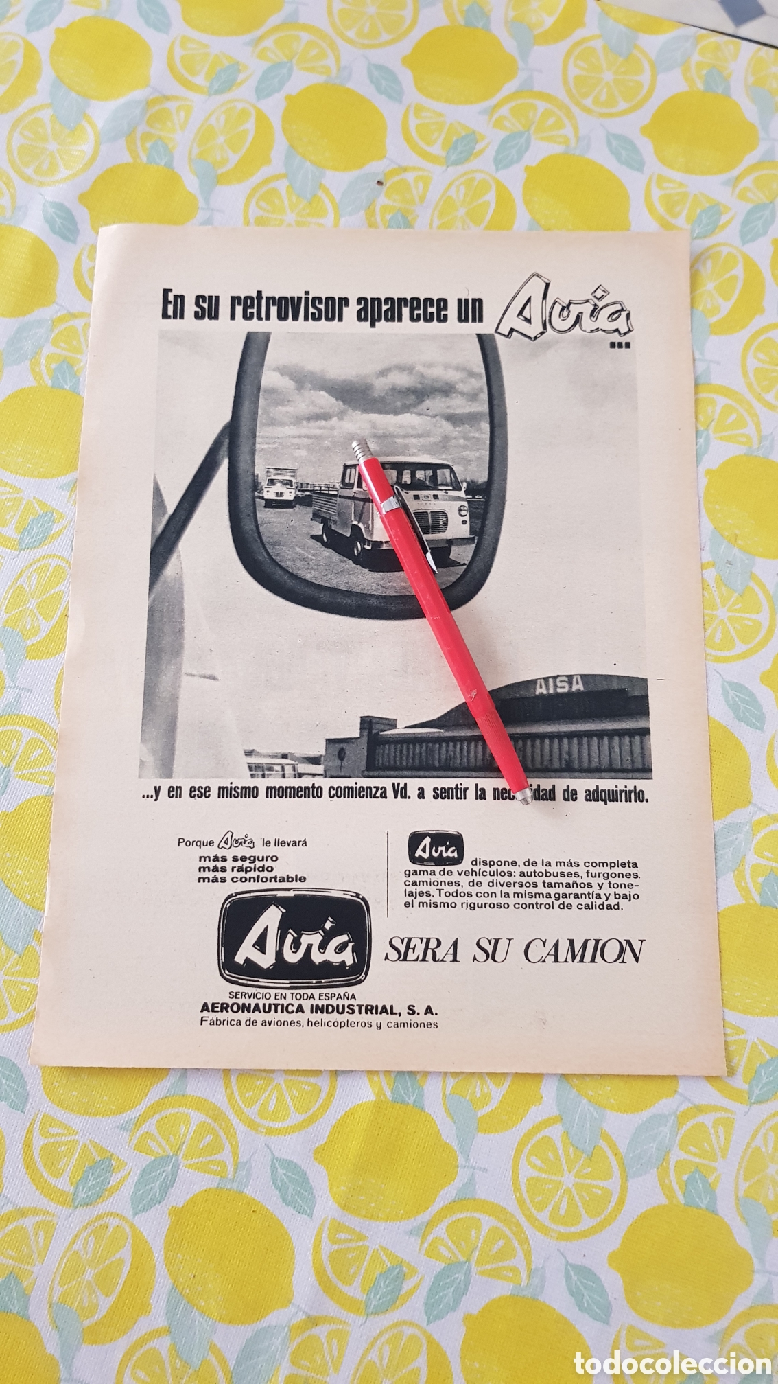 Otros Art&iacute;culos de Coleccionismo en Papel: Publicidad Cami&oacute;n Avia