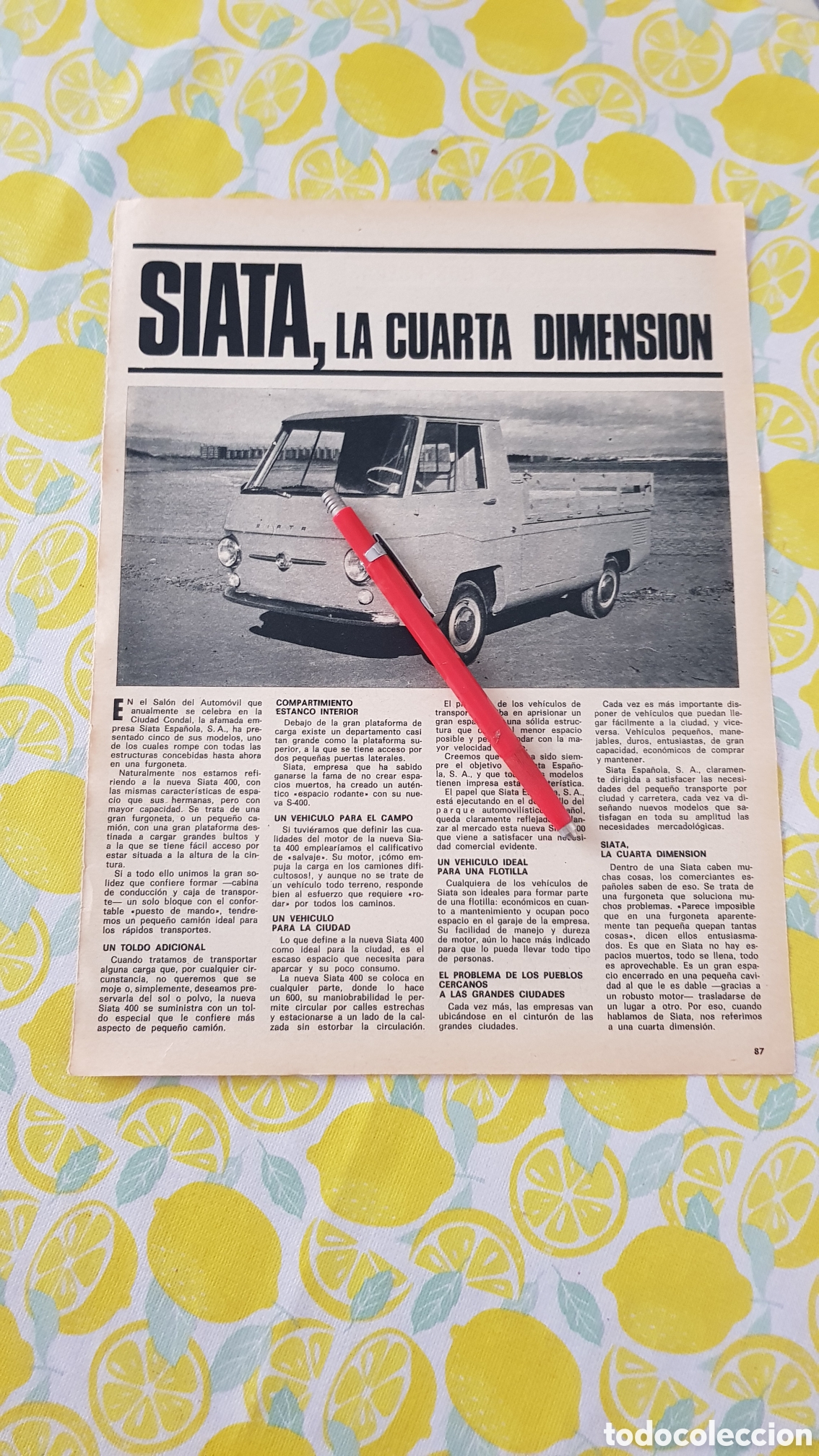 Otros Art&iacute;culos de Coleccionismo en Papel: Furgoneta Siata 400 Tarragona