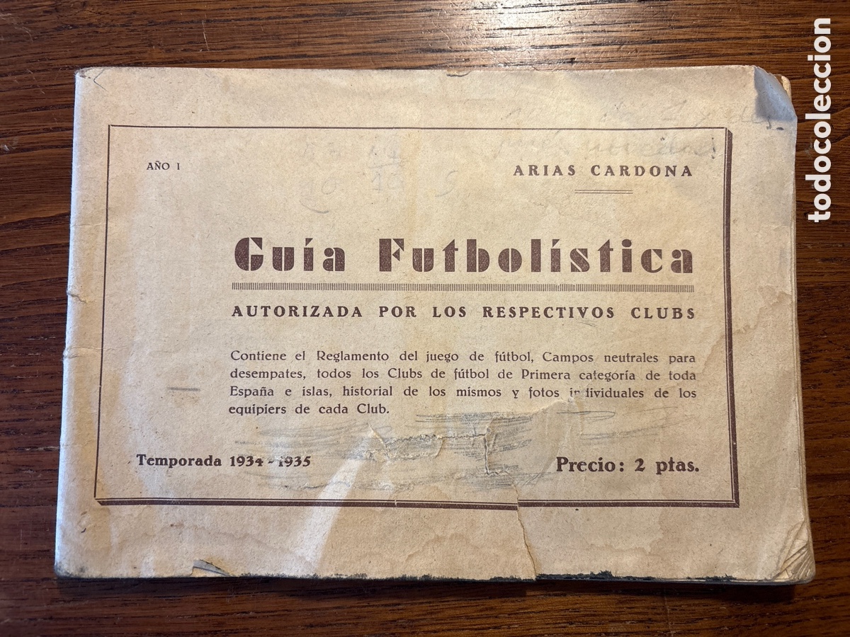 Otros Art&iacute;culos de Coleccionismo en Papel: GU&Iacute;A FUTBOL&Iacute;STICA FUTBOL TEMPORADA 1934 1935 ( ARIAS CARDONA)