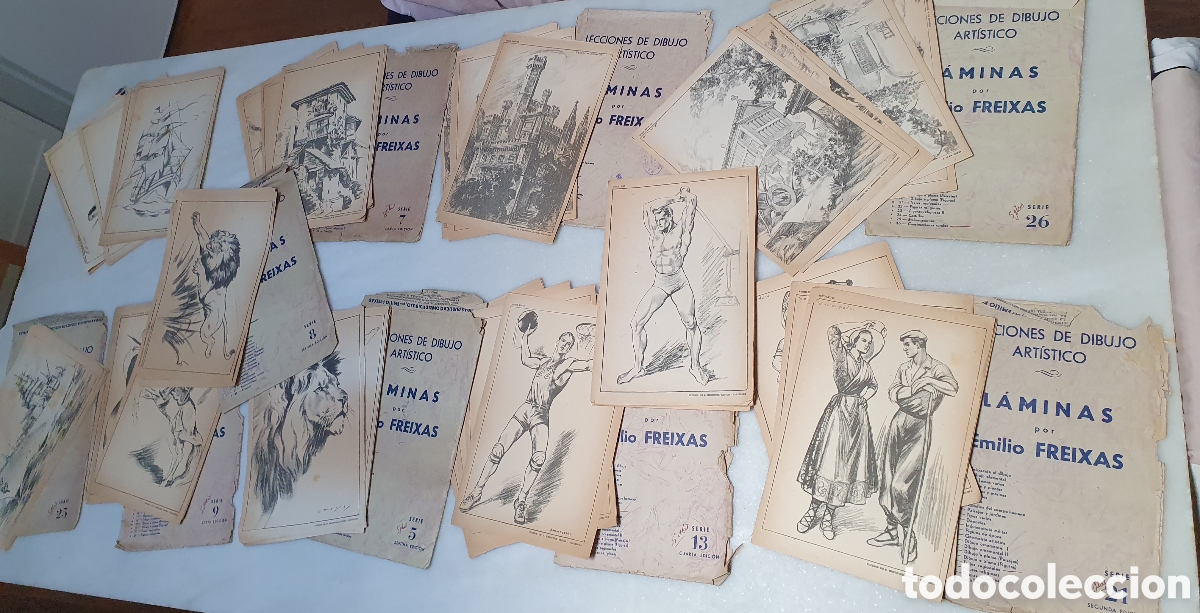 Otros Art&iacute;culos de Coleccionismo en Papel: EMILIO FREIXAS. + DE 120 LAMINAS. LECCIONES DE DIBUJO ARTISTICO. 5 SERIES COMPLETAS + 6 INCOMPLETAS.