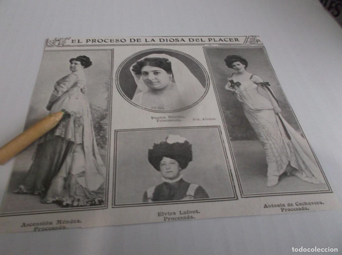 Otros Art&iacute;culos de Coleccionismo en Papel: RECORTE A&Ntilde;O 1910(MADRID)ELPROCESO DE LA DIOSA DEL PLACER,PEPITA SEVILLA,ASCENSION,ELVIRA,Y ANTONIA,