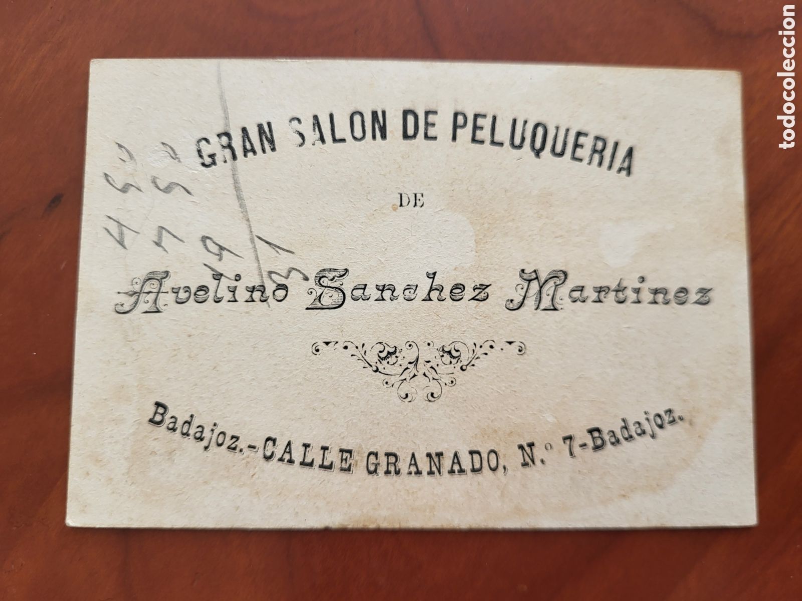 Otros Art&iacute;culos de Coleccionismo en Papel: ANTIGUO CROMO TARJETA PUBLICIDAD PELUQUERIA BADAJOZ