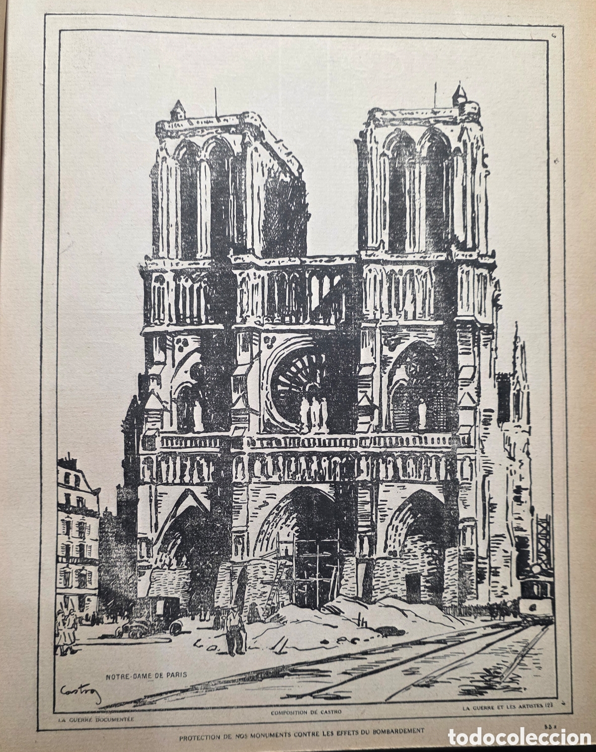 Otros Art&iacute;culos de Coleccionismo en Papel: 16 dibujos de Castro. Protecci&oacute;n de nos monuments contre les effets du bombardement