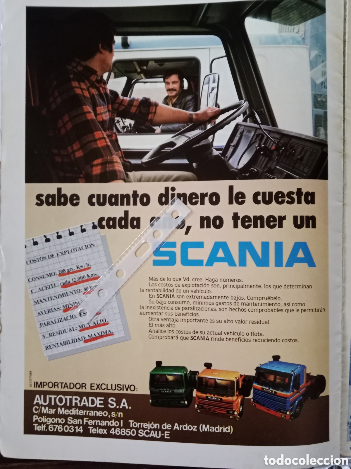 Otros Art&iacute;culos de Coleccionismo en Papel: Publicidad cami&oacute;n Scania de 1982