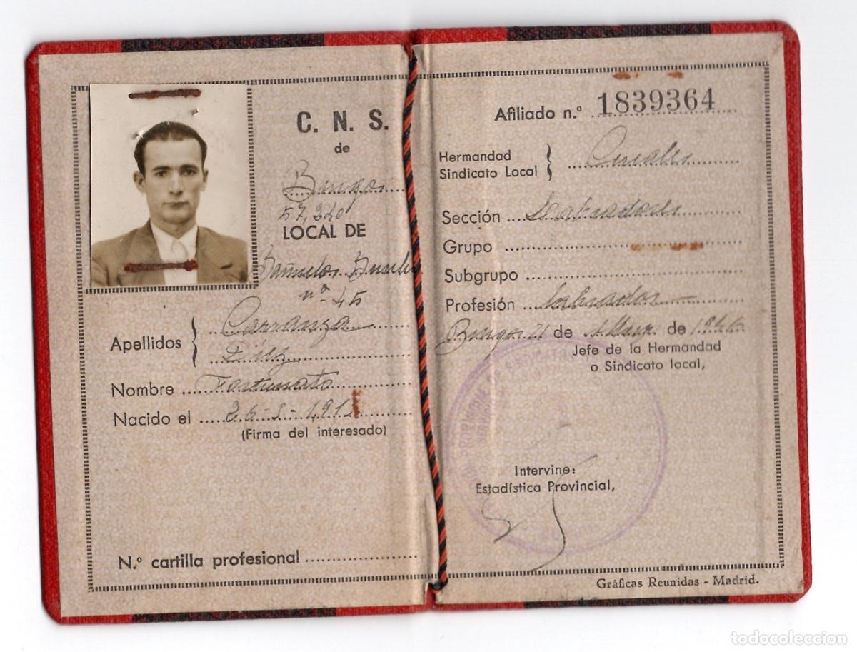 Otros Art&iacute;culos de Coleccionismo en Papel: CARNET AFILIADO C.N.S. BURGOS. A&Ntilde;O 1946